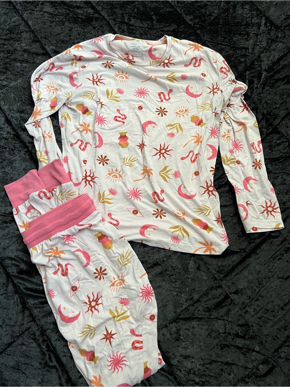 Women’s Chelsea peers Pink & White Celestial Print Pajama Set